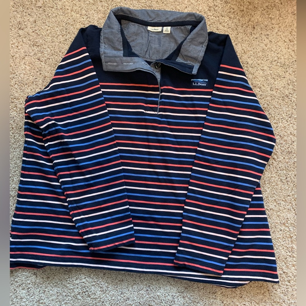 LL Bean striped collared pullover 2X